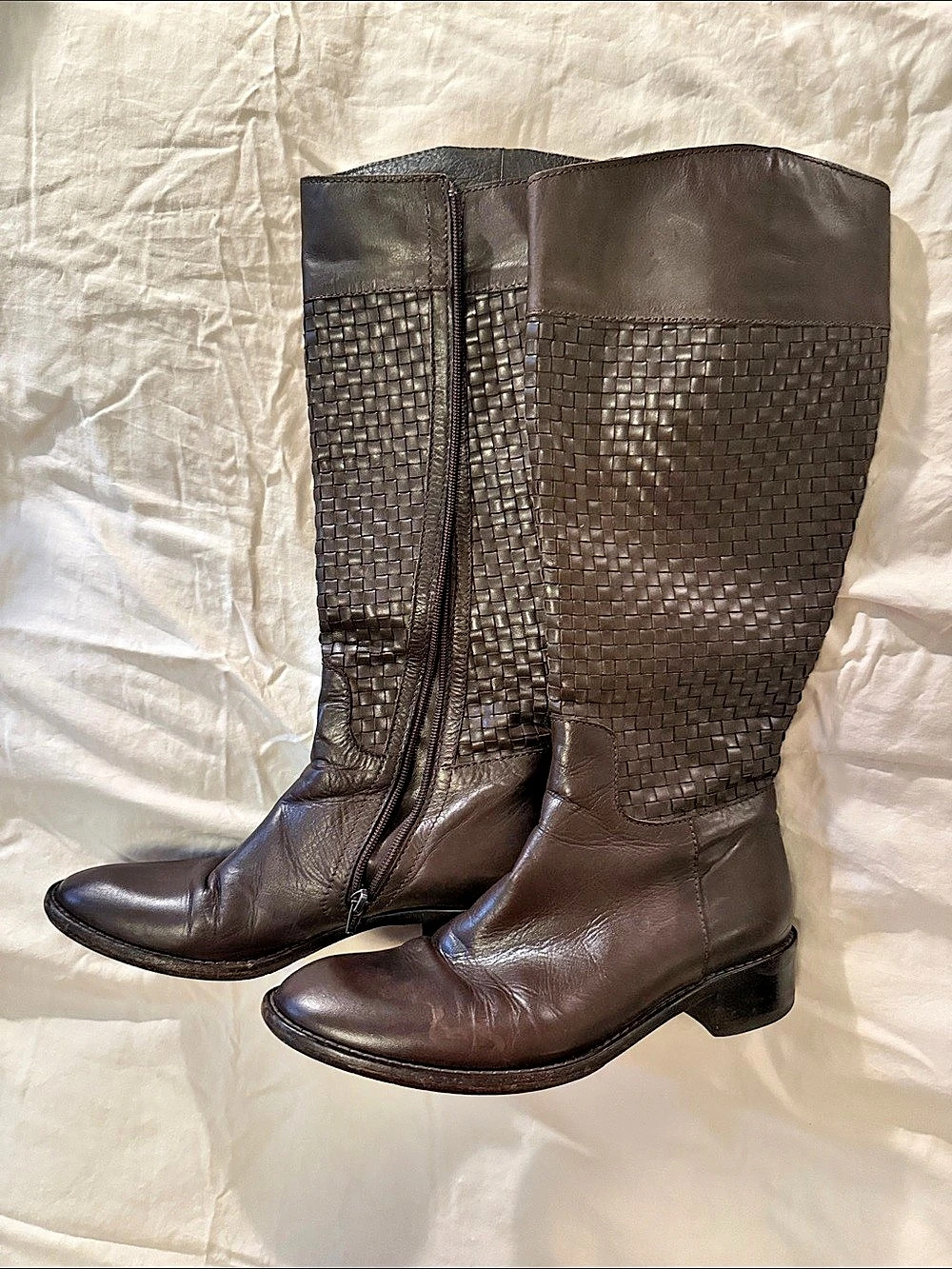 Max Mara Woven Leather Knee-High Boots EU 39